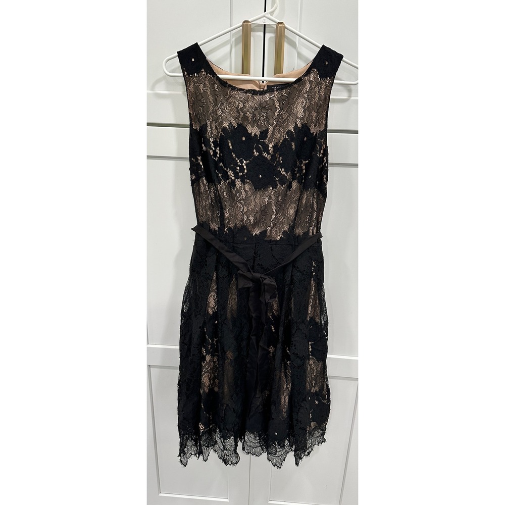 Tahari Arthur S. Levine Black‎ Lace Dress Lined Party Cocktail Evening